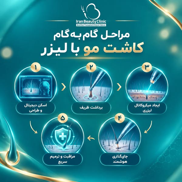 مراحل کاشت مو با لیزر
